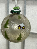 Hand Painted Silver Speckled Glass Christmas Ornament