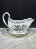 Wedgwood England Kutani Crane Gravy Boat with Attached Underplate (E)