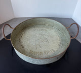 Red Nose Reindeer Farms Round Rustic Galvanized Tin Tray