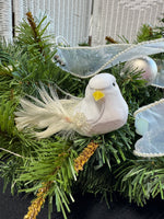 Faux Fir Centerpiece Candle Ring with White Doves