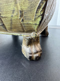 Green Embossed Leaf Metal Clawfoot Planter