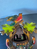 Hand Carved & Painted Vintage Wooden German Black Forest Musical Cuckoo Clock with Pendulum and Weights