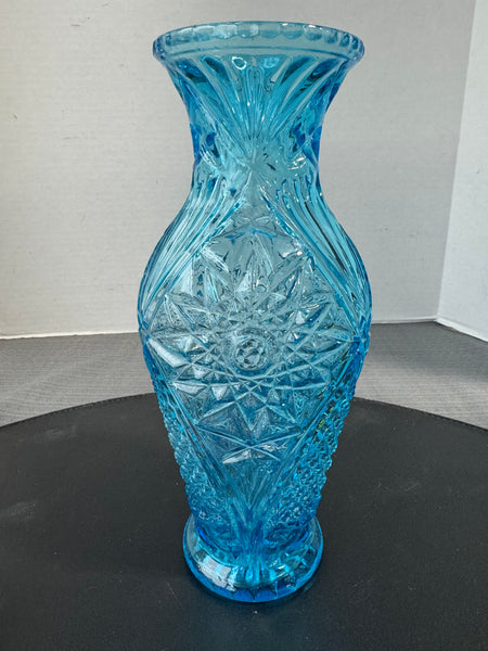 Blue Vintage Pressed Glass Vase