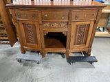 Antique Buffet with Carved Accents ***HEAVY ITEM***READ DETAILS ON PICK UP POLICY*** Read Description of item carefully***