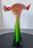 Murano Style Large Calla Lily Art Glass Flower Vase