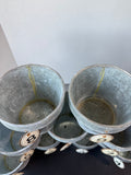 9-Piece Galvanized Tin Pots with Farmhouse Style Tags