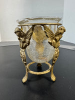 Brass & Crackled Glass Cherub Candle Holder