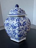 Blue & White Floral Chinoiserie Lidded Ginger Jar