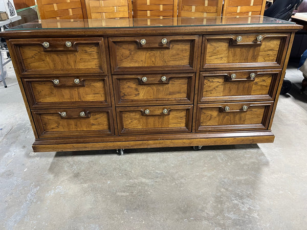 Drexel Triple Dresser with Protective Glass***HEAVY ITEM***