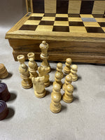 Mid Century Chess And Checker Set With Portable Case — Missing 2 Pieces
