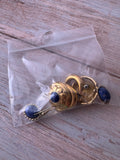 Trio of Blue Stone Accented Gold Tone Earrings (F)