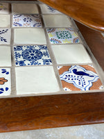 France & Sons Danish Two Tier Corner End Table with Tile Top