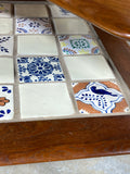 France & Sons Danish Two Tier Corner End Table with Tile Top