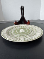 Tri-Colour Green Jasperware Josiah Wedgwood 250th Anniversary Plate with Easel