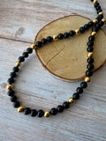Napier Black & Gold Vintage Beaded Necklace
