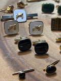 Large Lot of Gold Tone Cuff Links & Tie Tacks
