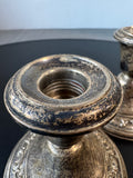 Pair of Gorham Sterling Silver Embossed Weighted Candlesticks