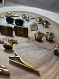 Large Lot of Gold Tone Cuff Links & Tie Tacks