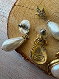 Pair of Vintage Faux Pearl & Gold Tone Earrings (E)