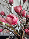 Faux Pink Saucer Magnolia Arrangement in Crackled Asian Inspired Ceramic Vase