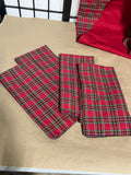 Pottery Barn Red Plaid Pillows, Table Runner and Napkins Set