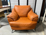 Mid Century Style Leather Chair, terra cotta/burnt orange color