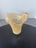 Ruffled Amber Colored Murano Style Ruffled Vase