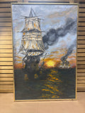 Moody Original Painting of Ships at Sea; Signed C.J.