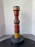 Bohemian Hand Painted XL Vintage Wooden Candle Holder (A)