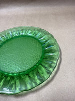 (A) Green Morgantown Crinkle Glass Desert Plate