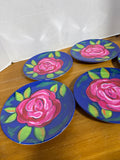 Rose Design Melamine Salad Plates