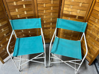 Metal Director's Chairs with Turquoise/Teal Covers, set of 2