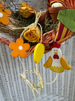 Floral Chicken Straw Wreath
