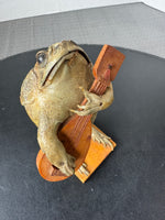 Taxidermy Folk Art Frog Holding Guitar