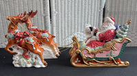 3-Piece San Francisco Music Box Company Musical Santa’s Sleigh with Reindeer (WORKS)