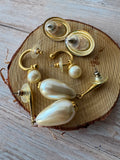 Trio of Faux Pearl Gold Tone Earrings (A)