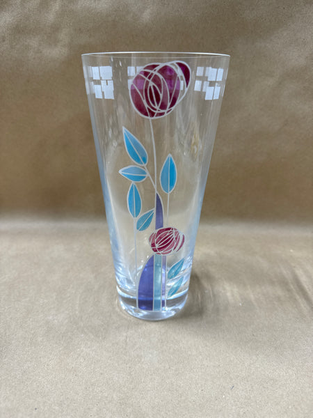 Tall Floral Stain Glass Style Vase