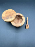 Olive Wood Salt Box With Spoon