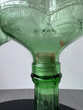 Pair of Empoli Style 2-Piece Vintage Green Glass Hurricane Candle Lamps