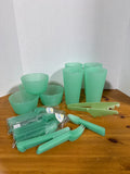 Green Plastic Kitchen Dishes - 45 Pieces