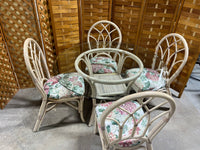 Wicker & Glass Dining Table with (4) Chairs