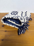 Blue And White Needlepoint Stockings With Fringe - Pair