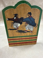 Handpainted Asian Style Wooden Bookends