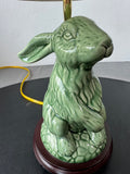 Green Crackled Ceramic Bunny Rabbit Vintage Lamp (WORKS)