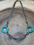 Vintage Multi-Strand Choker with Green Rings (AS IS)
