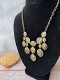 Kim Rogers Gold Tone Leaf Bib Necklace