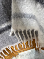 Pottery Barn Grey Striped Throw Blanket With Fringe