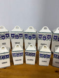 Purple Floral Vintage Ceramic Cannister And Spice Set AS IS - READ DESCRIPTION CAREFULLY