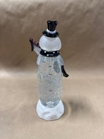 Cracker Barrel Snowman Light Up Glitter Globe WORKS // **** READ DESCRIPTION ***