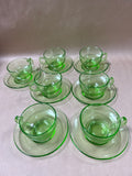 Uranium Tea Cups And Saucers GLOWS - 14 Pieces (B)